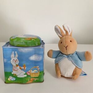 Easter Tin and Eden 6” Plush Peter Rabbit Baby Rattle